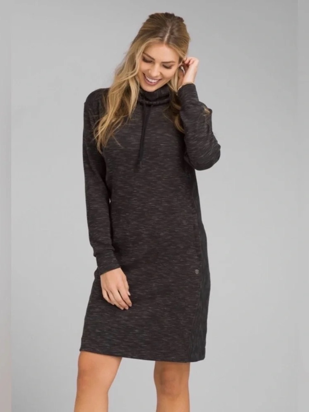 prAna Sunrise Dress Cowl Neck Tunic Dress Size Small Charcoal Gray